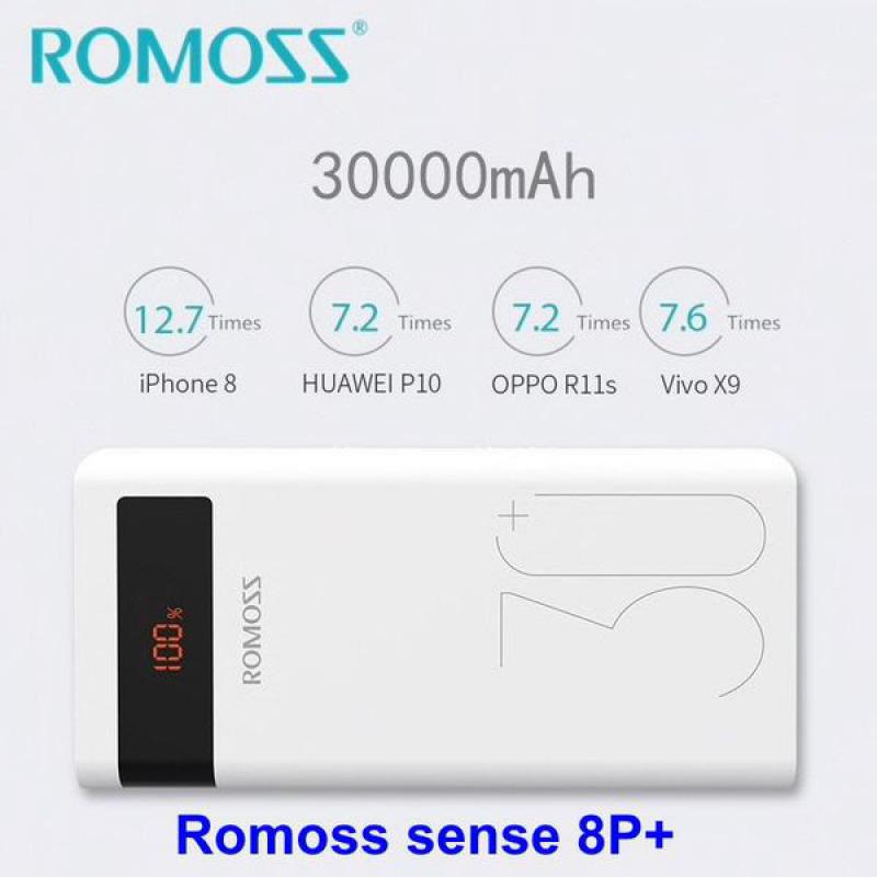 Sạc dự phòng Romoss Sense 8P+ 30.000mAh QC 3.0 có LCD chính hãng