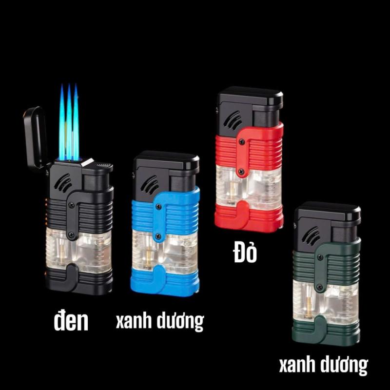 Bật lửa gas lộ thiên 3 tia có khoen đục lỗ thuốc - xài ga - có hộp