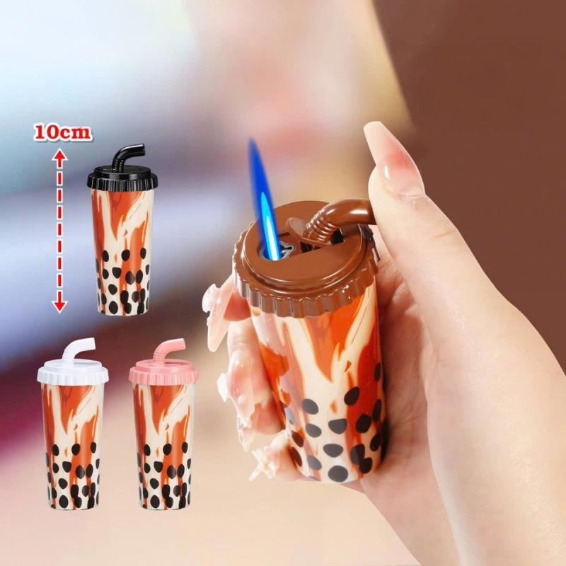 Bật lửa hình ly trà sữa trân châu lửa khò