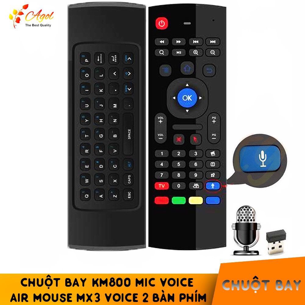 Bàn phím chuột bay remote KM800V có voice mic