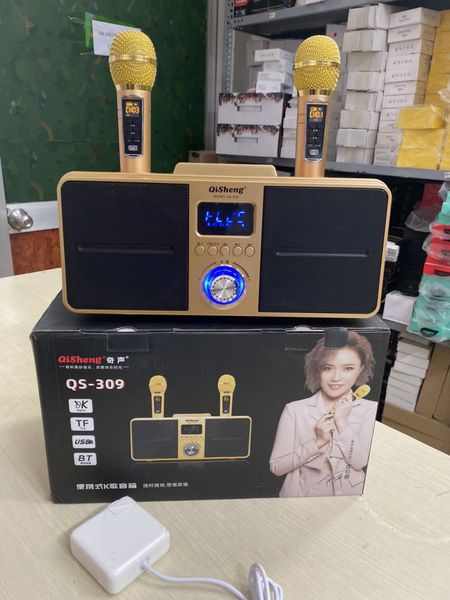 Loa karaoke QiSheng QS 309 tặng 2 micro bluetooth