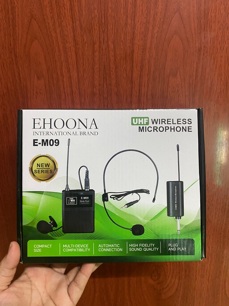 Micro đa năng không dây Ehoona E-M09 không dây, dùng cho loa trợ giảng (UHF wireless microphone)