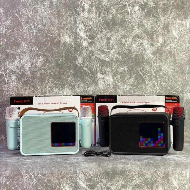 Loa karaoke Y6 kèm 2 micro ko dây có đèn Led