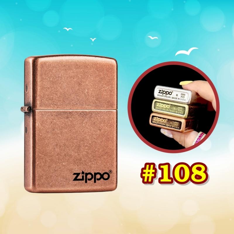 Bật lửa Zippo màu đồng trơn xài xăng giả cổ
