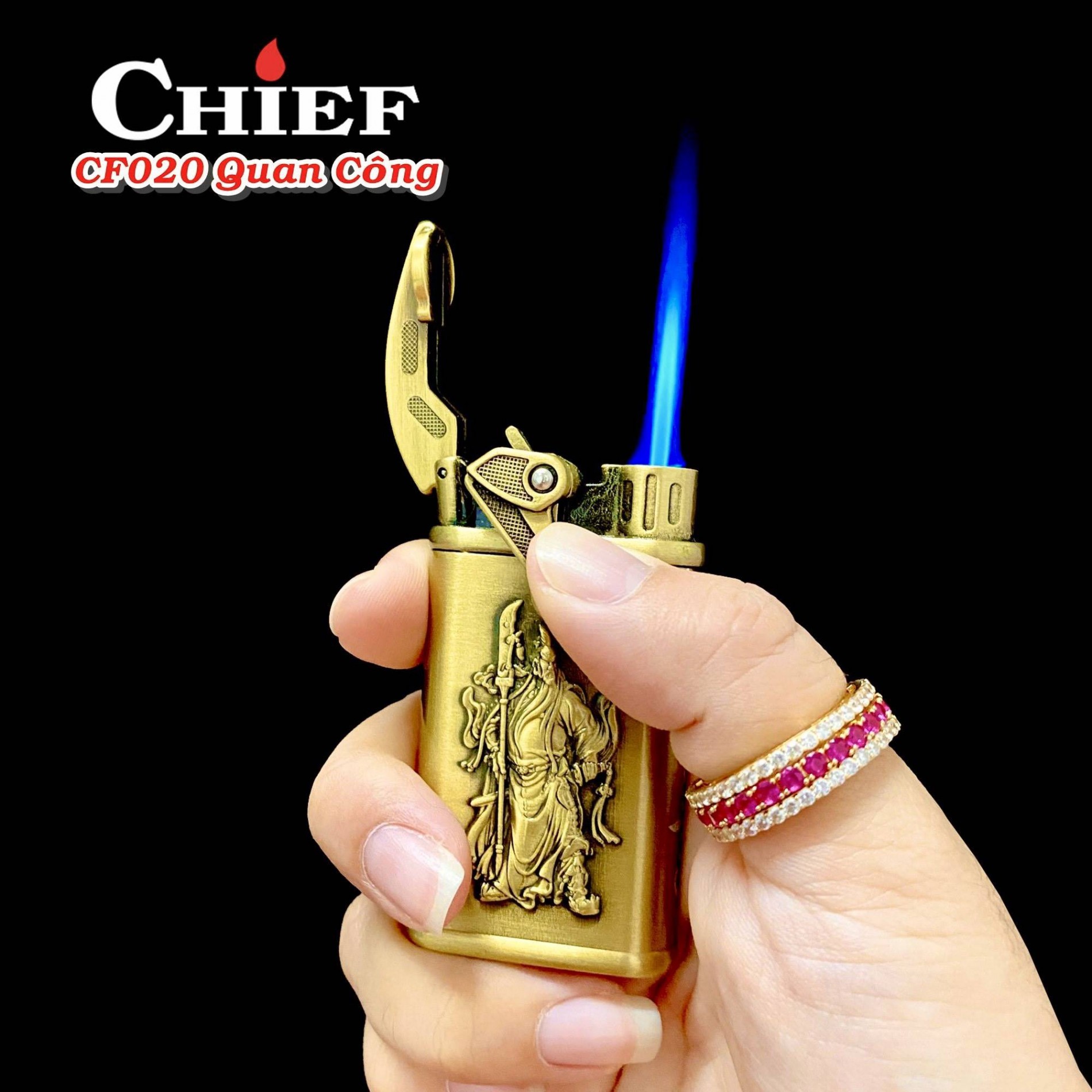 Bật lửa CHIEF CF020 hình Quan Công - dùng gas