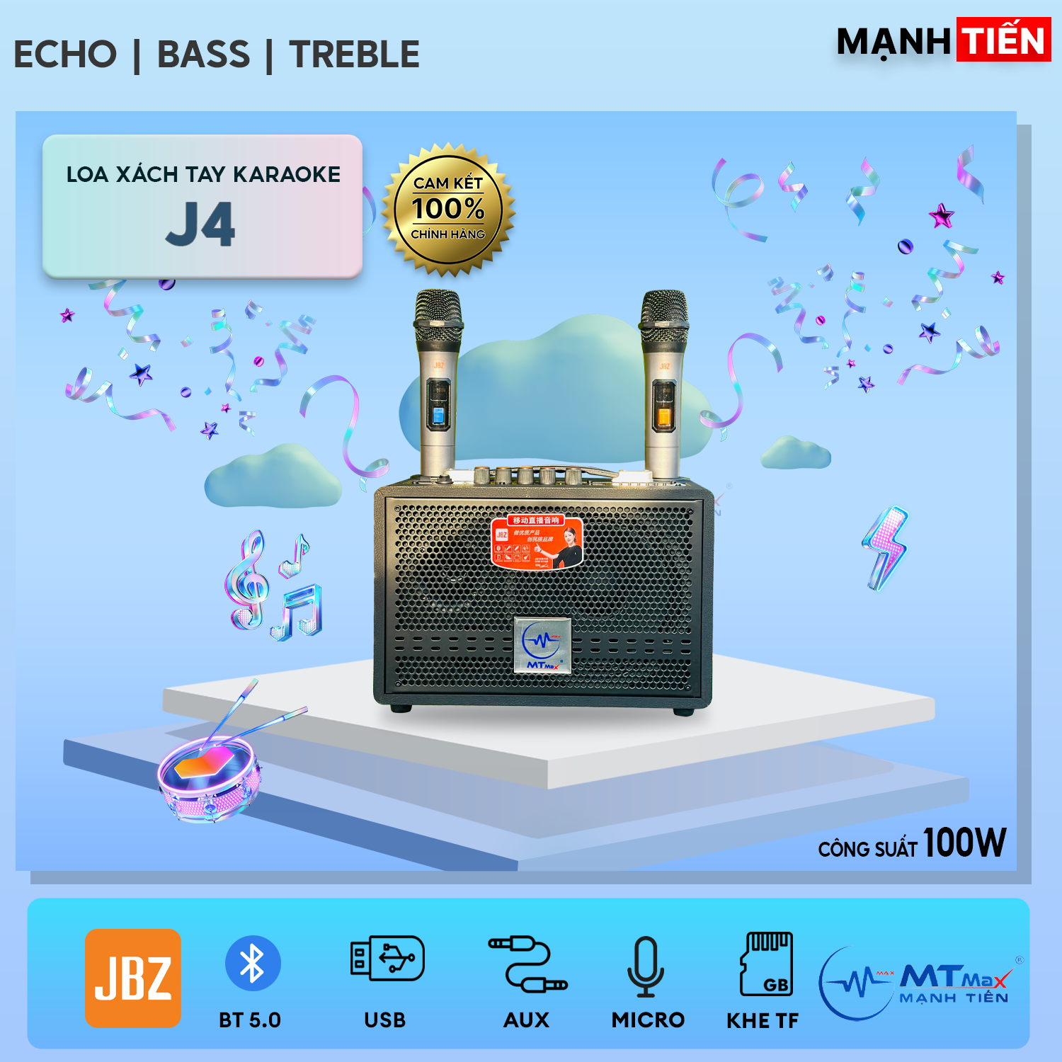 Loa karaoke JBZ J4 - Loa 2 đường tiếng - Bass 17cm