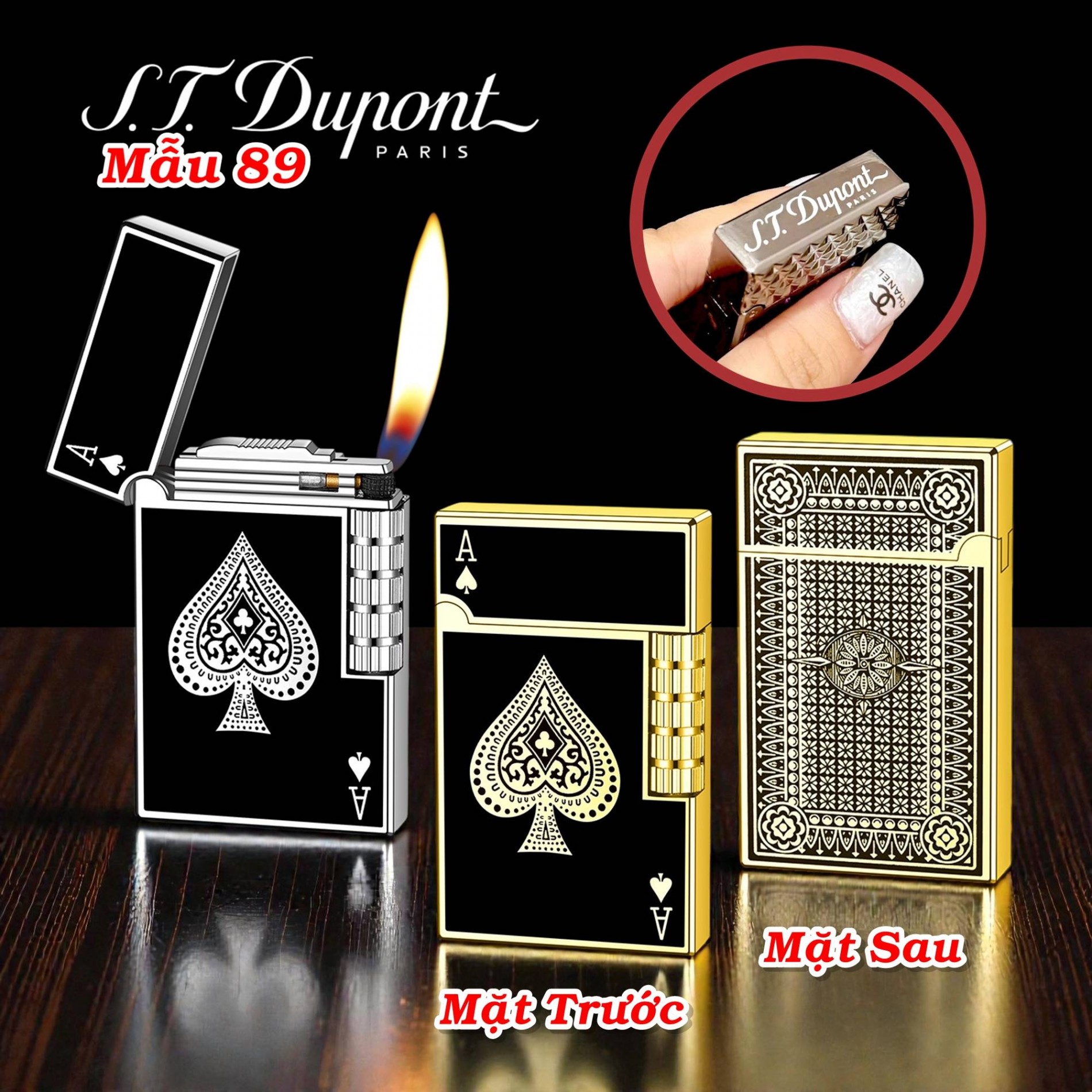 Bật lửa dupont hình lá bài M-89 St. dupont xài gas