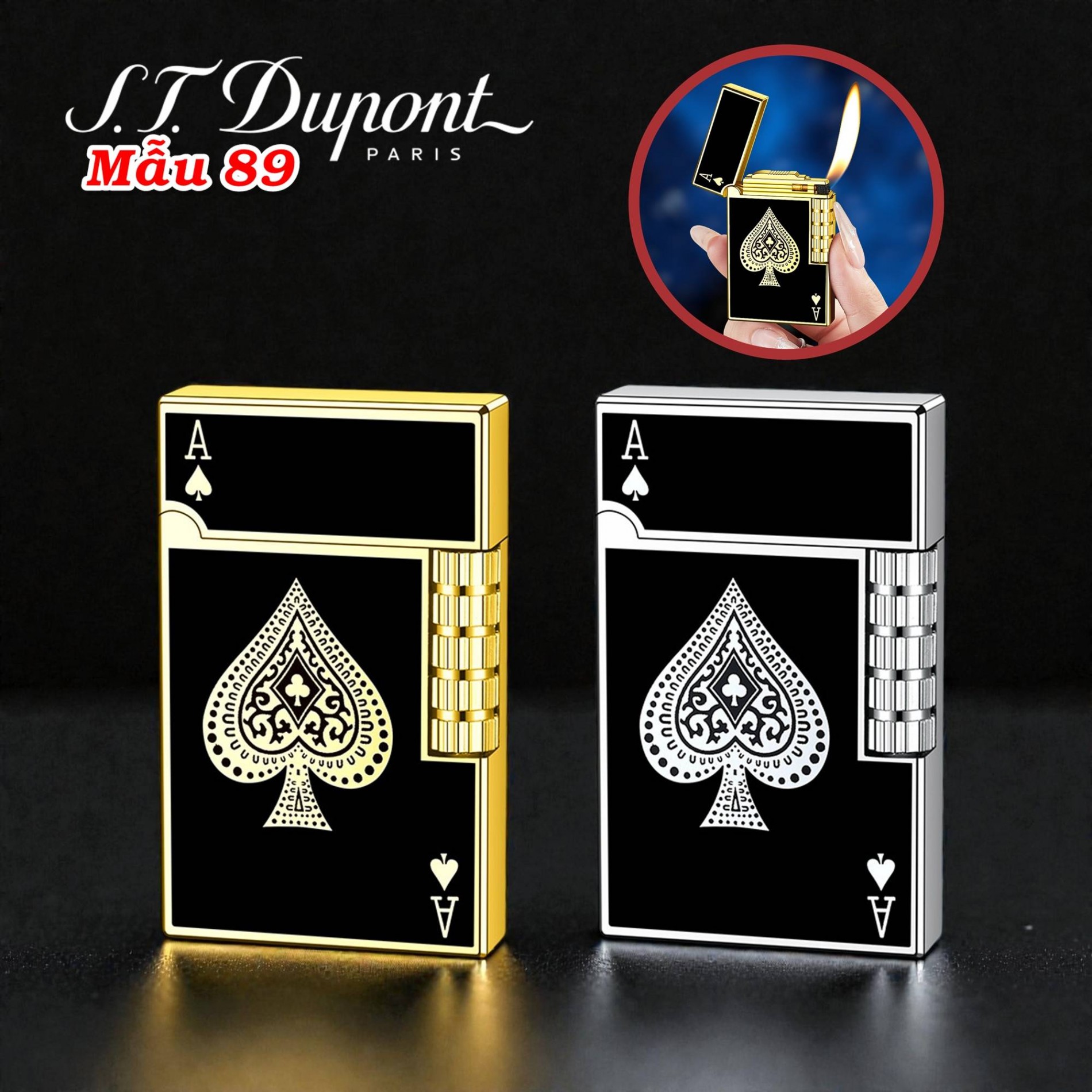 Bật lửa dupont hình lá bài M-89 St. dupont xài gas