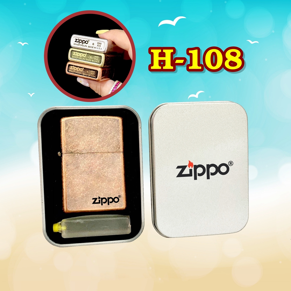 Bật lửa Zippo màu đồng trơn giả cổ dùng xăng