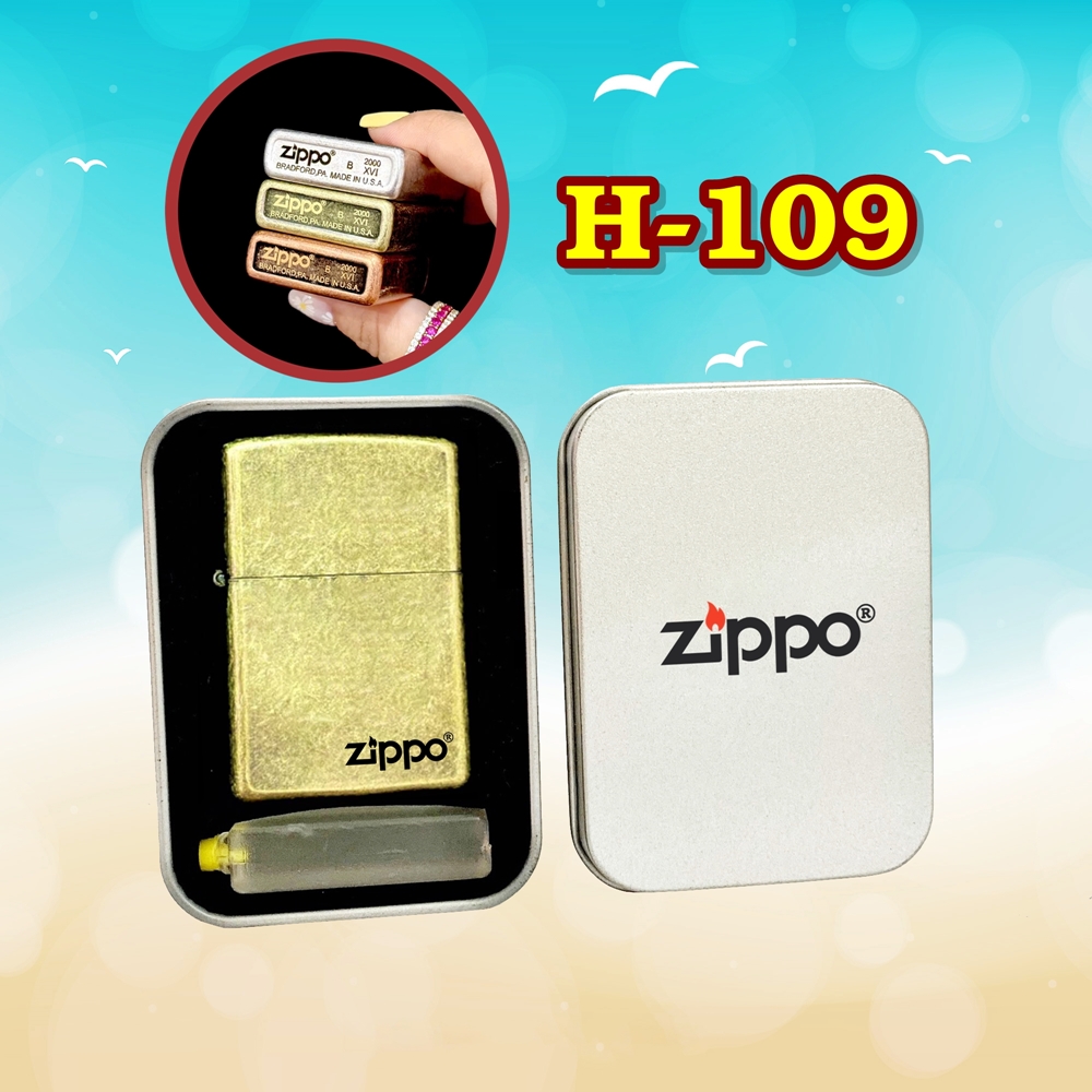 Bật lửa Zippo màu đồng trơn giả cổ dùng xăng