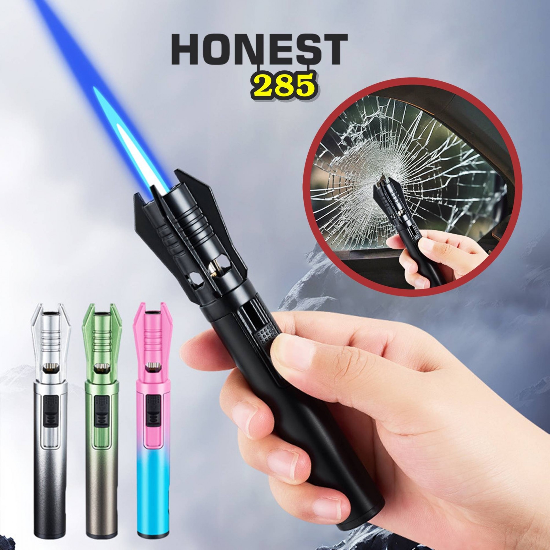 Bật lửa Honest 285 tự vệ thoát hiểm kim loại xài gas