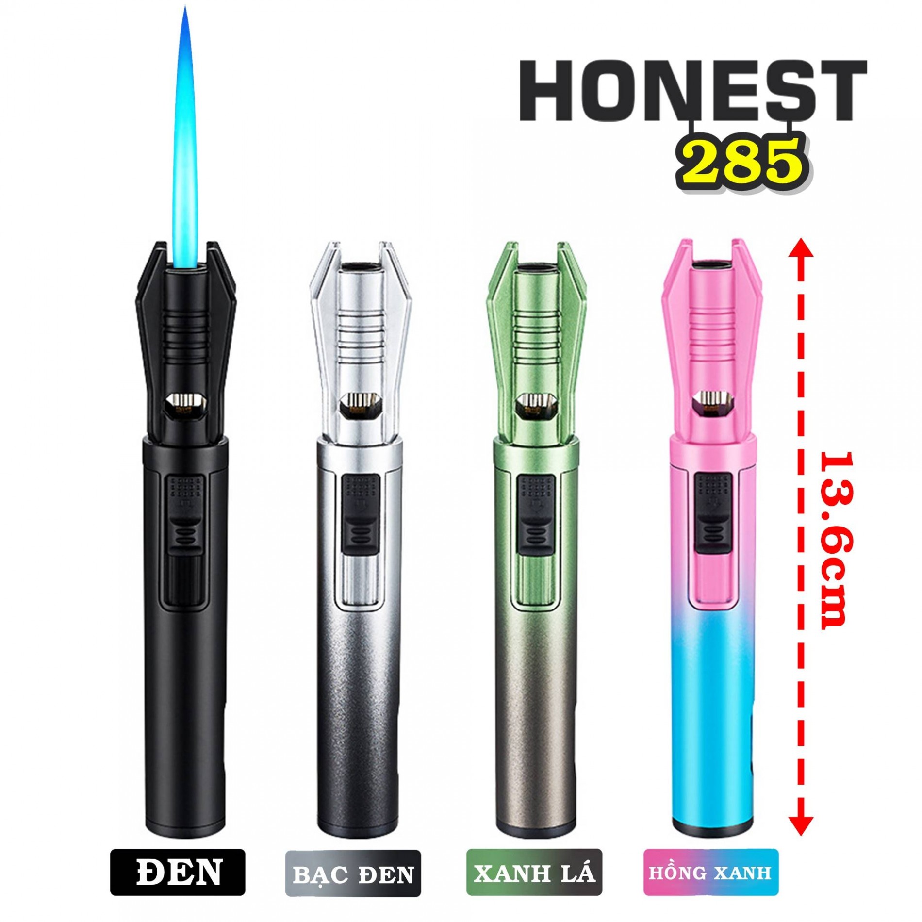 Bật lửa Honest 285 tự vệ thoát hiểm kim loại xài gas