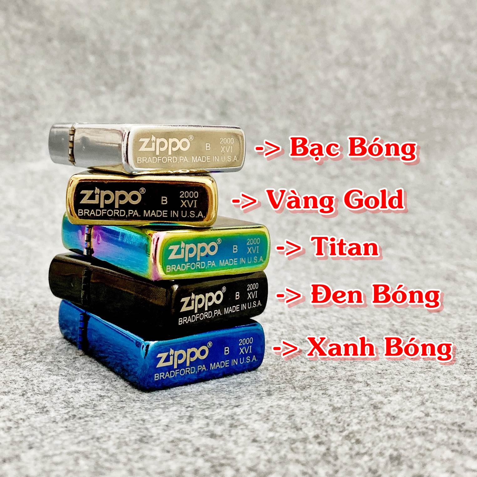 Bật lửa Zippo màu bạc xước xài xăng