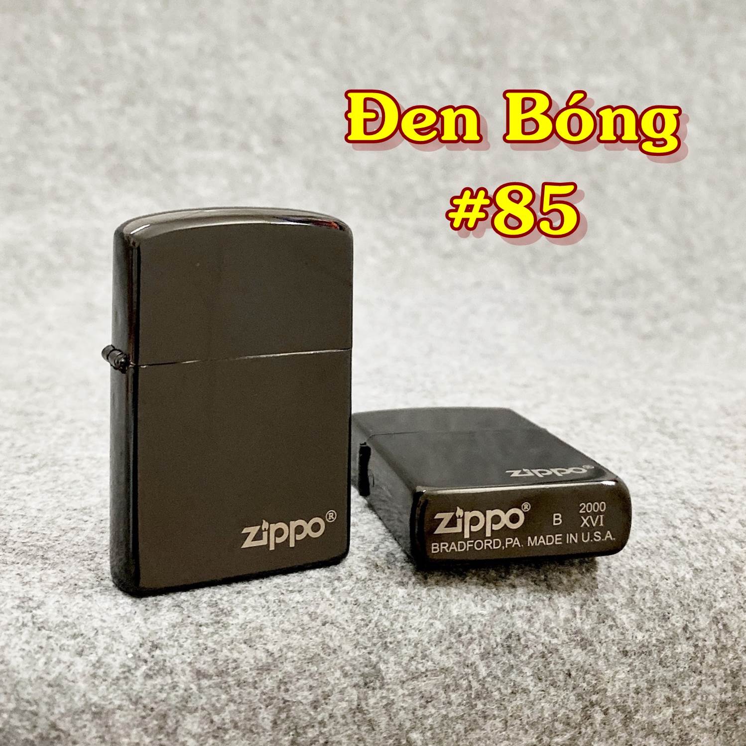 Bật lửa Zippo trơn bóng màu đen bóng xài xăng