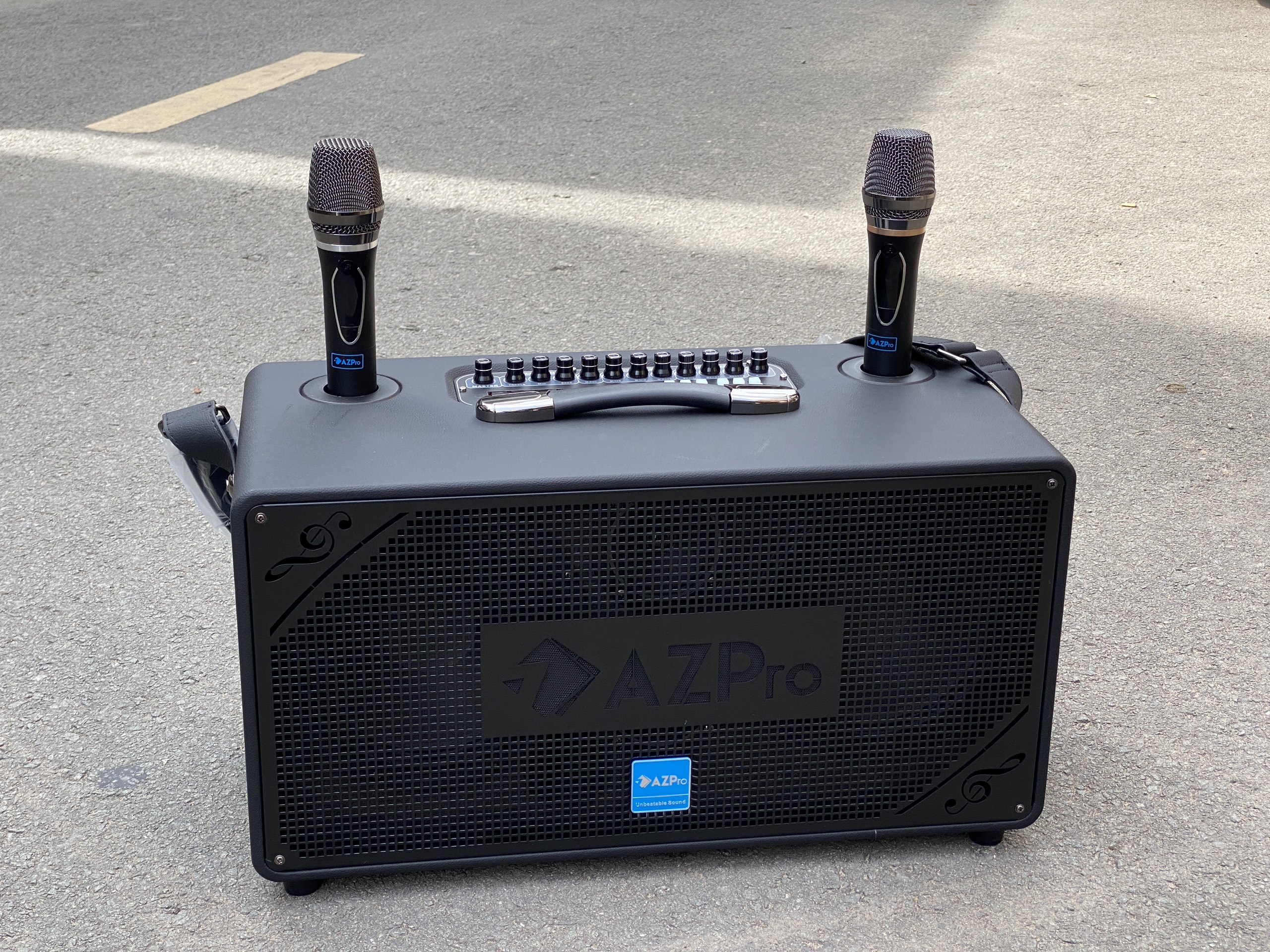 Loa karaoke AZPro AZ-328 bass đôi kèm 2 micro