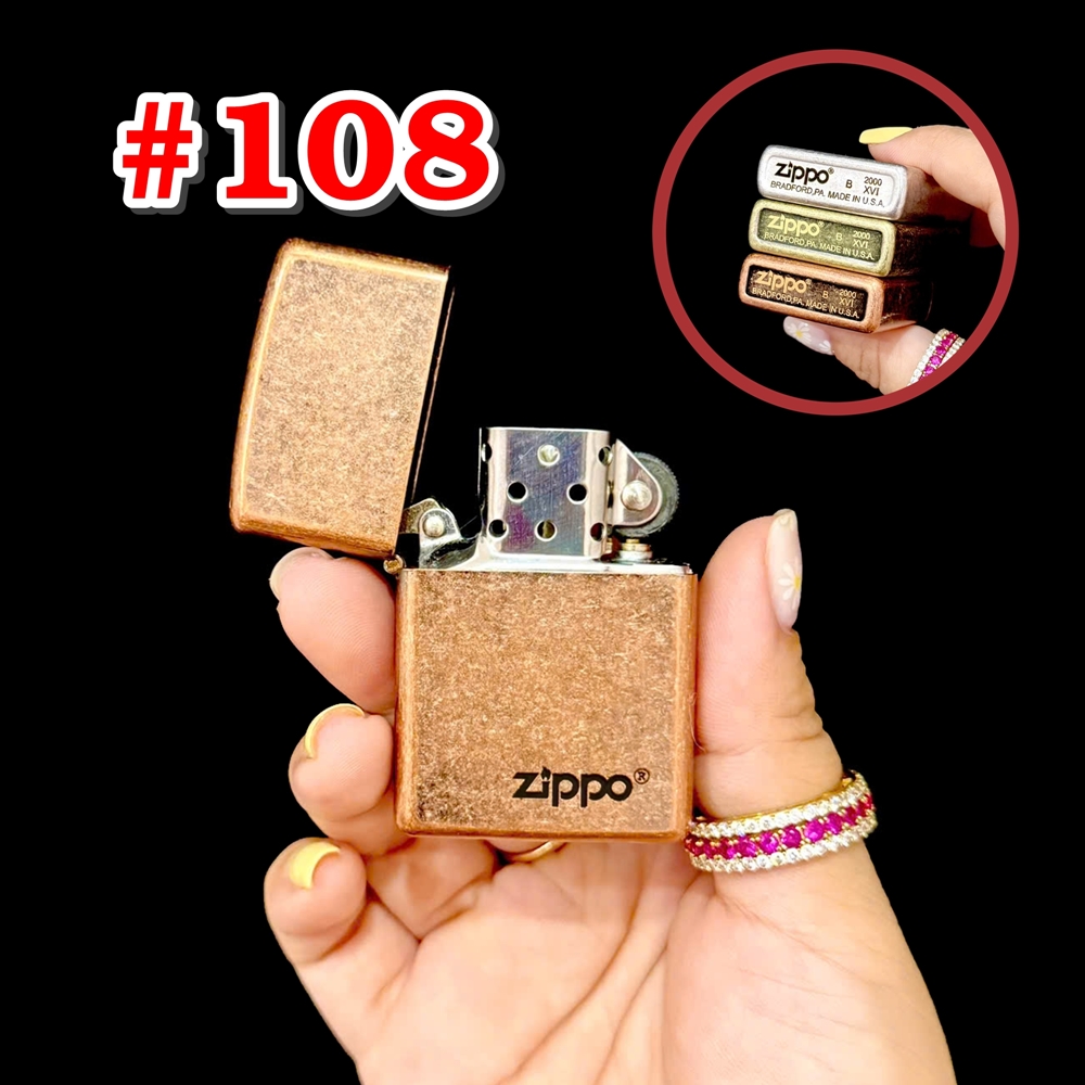 Bật lửa Zippo màu đồng trơn giả cổ dùng xăng