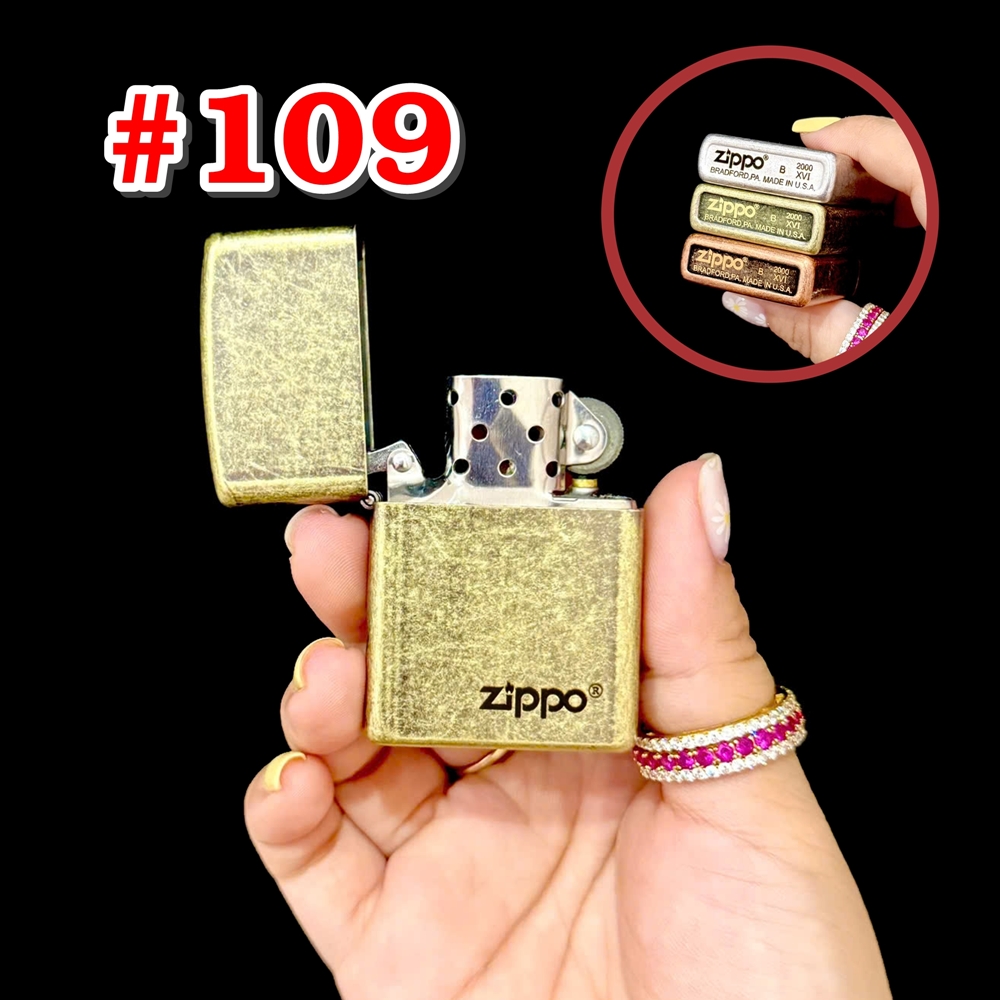 Bật lửa Zippo màu đồng trơn giả cổ dùng xăng